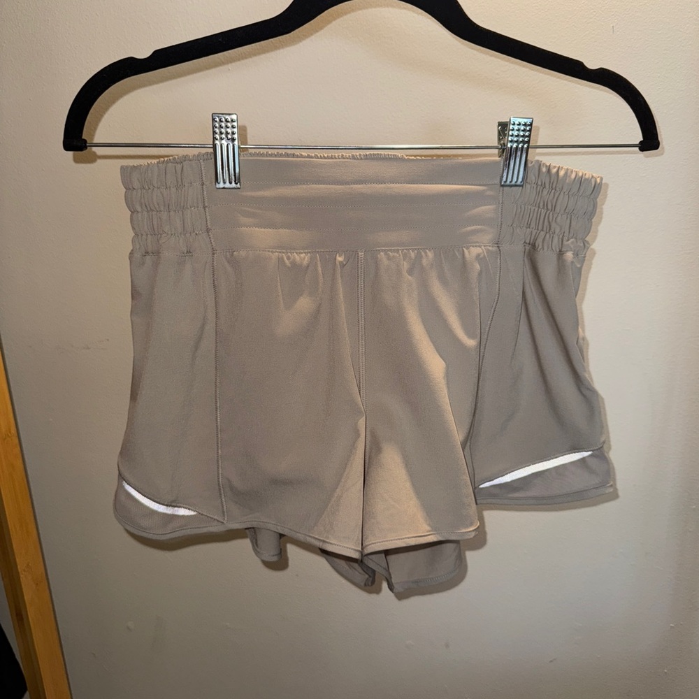 Lululemon Athletica Tan Athletic Shorts with Moisture-Wicking Fabric
